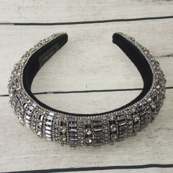 Natalie Mills Silver Padded Headband Bling Gems Rhinestones Fashion Handmade main image 6